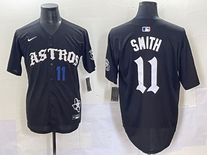 Men 2025 Houston Astros #11 Smith Black Seven generations Joint Name Nike MLB Jersey style 7042->ncaa teams->NCAA Jersey